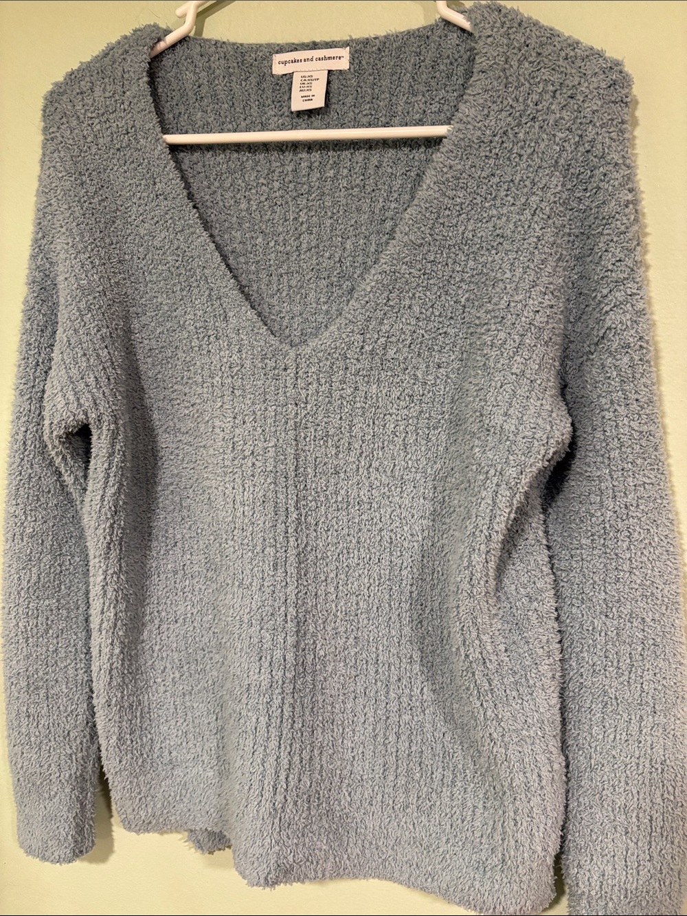 cupcakes & cashmere Light Blue V-Neck Cozy Sweater